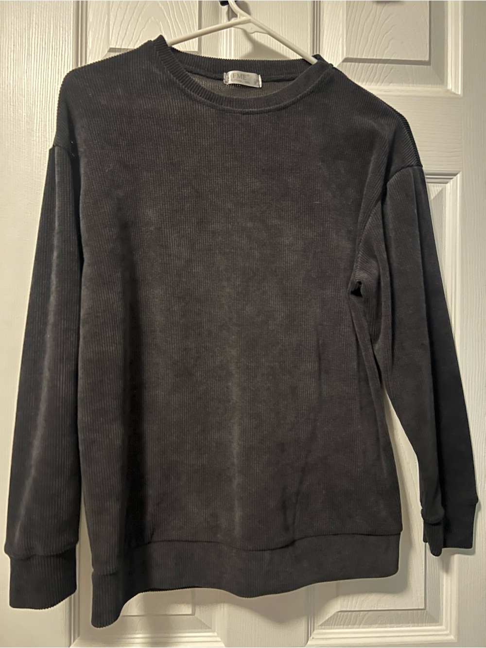 Charcoal Ribbed Crewneck Sweater